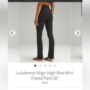 Lululemon, size 10, high-rise, mini flared pants